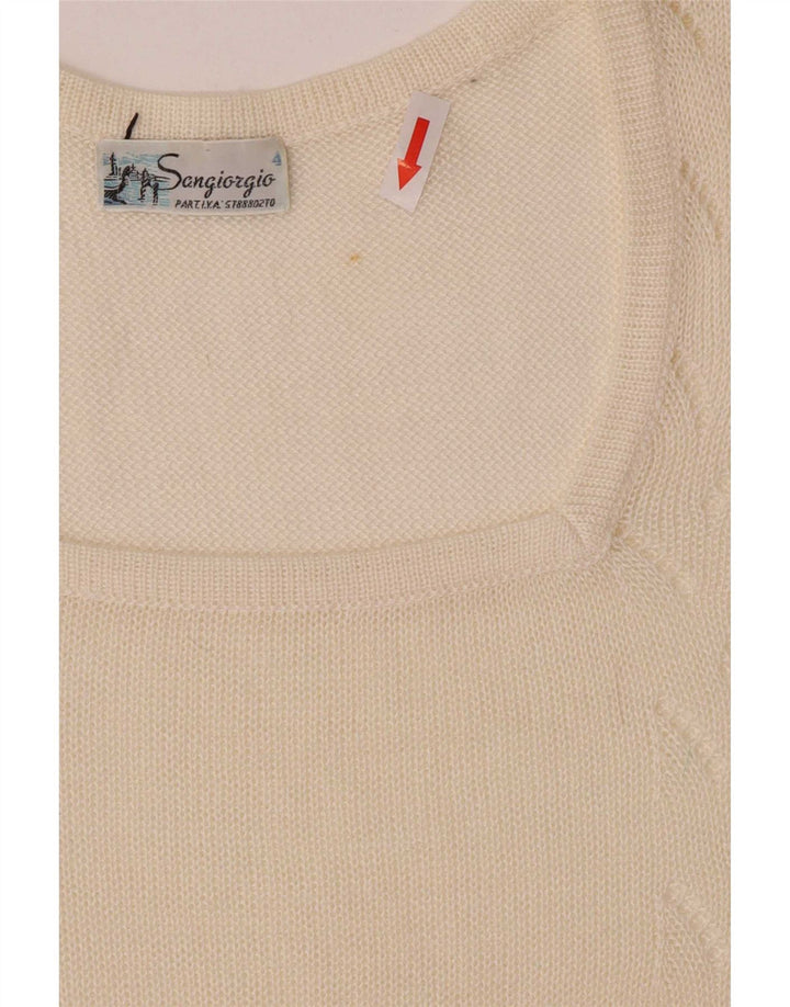 Sangiorgio Blusa regular de manga corta para mujer UK 44 Medium Off White