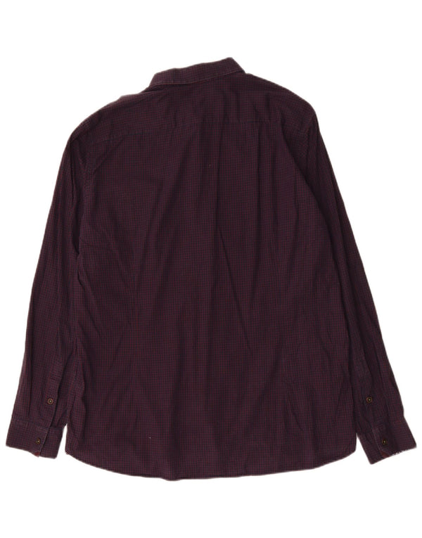 Ted Baker Camisa para hombre Talla 6 2XL Algodón a cuadros morado