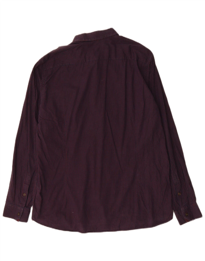 Ted Baker Camisa para hombre Talla 6 2XL Algodón a cuadros morado