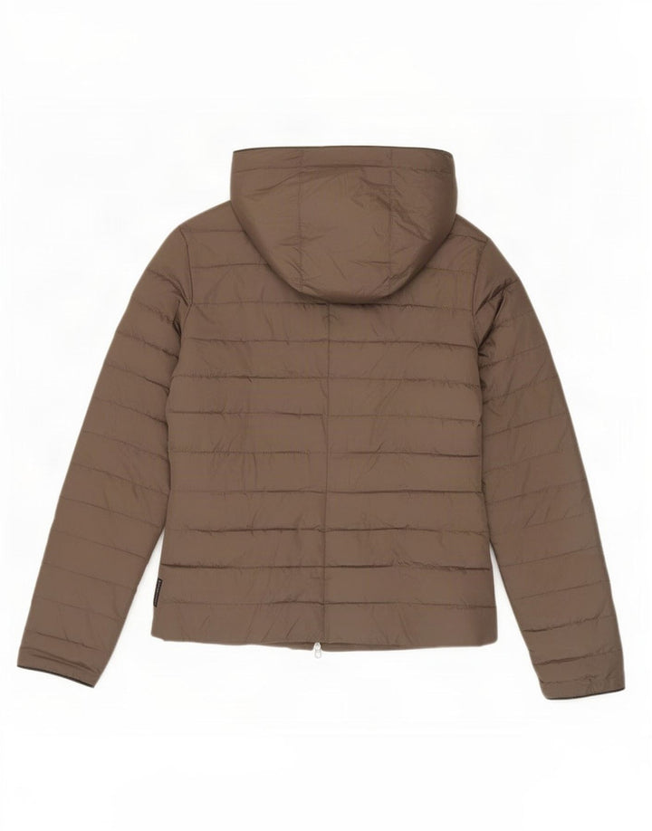 Armani Jeans Mujer Chaqueta Acolchada Con Capucha IT 42 Marrón Medio Poliéster