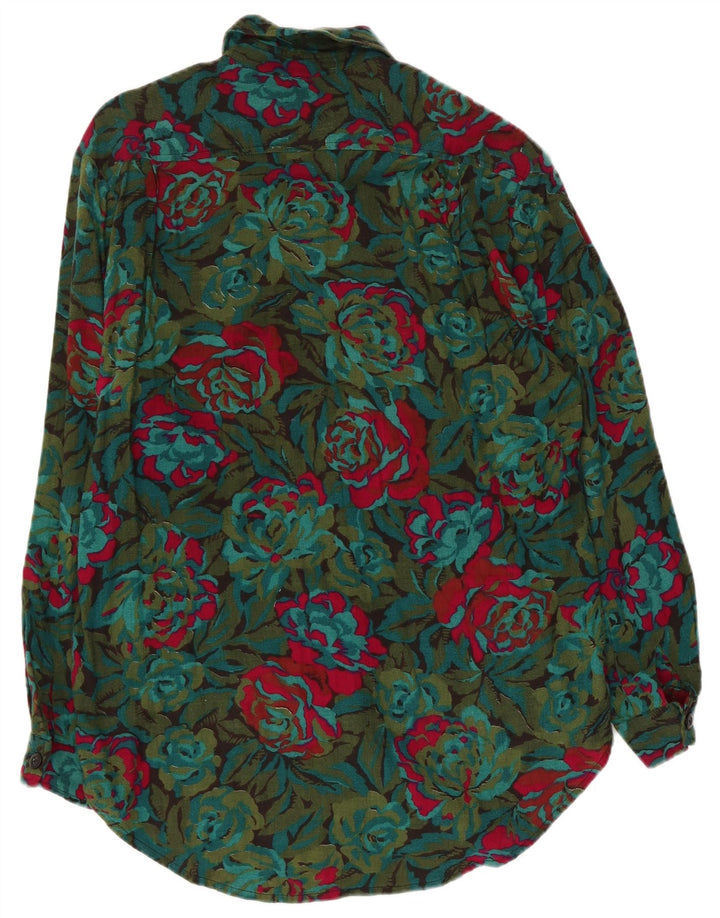 VINTAGE Vestido camisero holgado para mujer Reino Unido 14 Medio Multicolor Floral