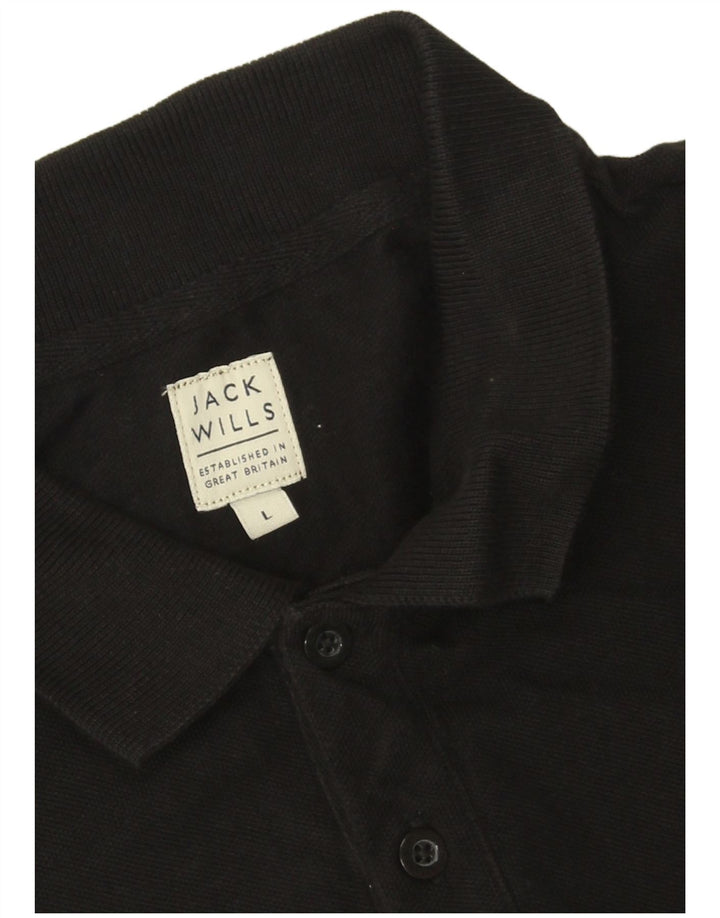 Jack Wills Polo para hombre grande de algodón negro