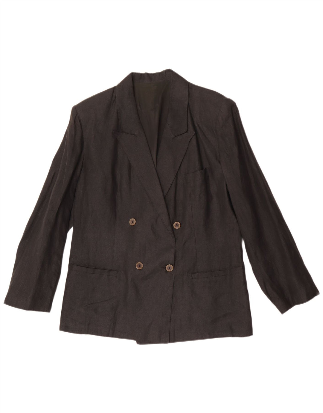 Vintage mujer chaqueta blazer de doble pecho IT 48 XL lino gris