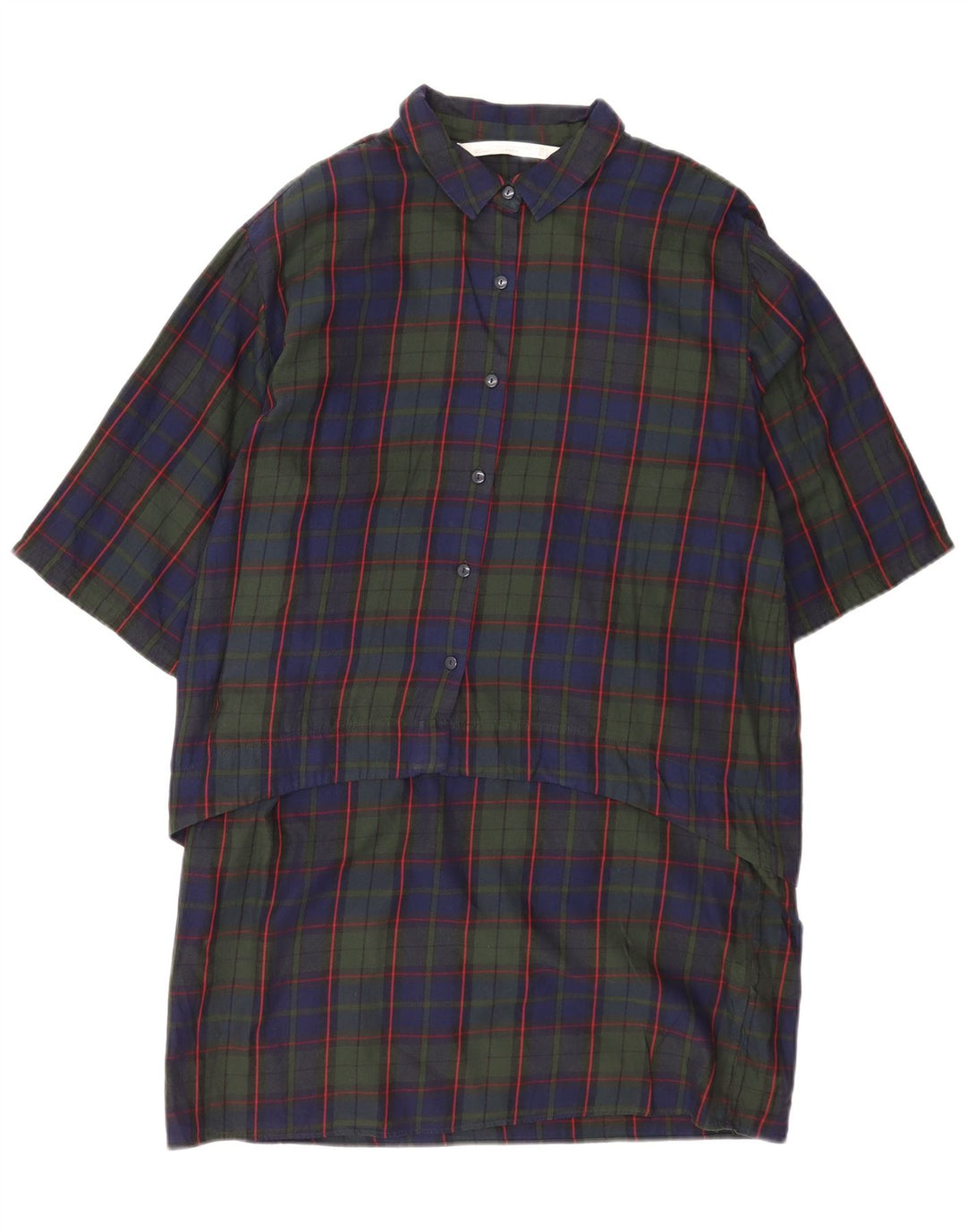 Zara Vestido camisero de manga 3/4 para mujer UK 46 Large Azul marino Cuadros