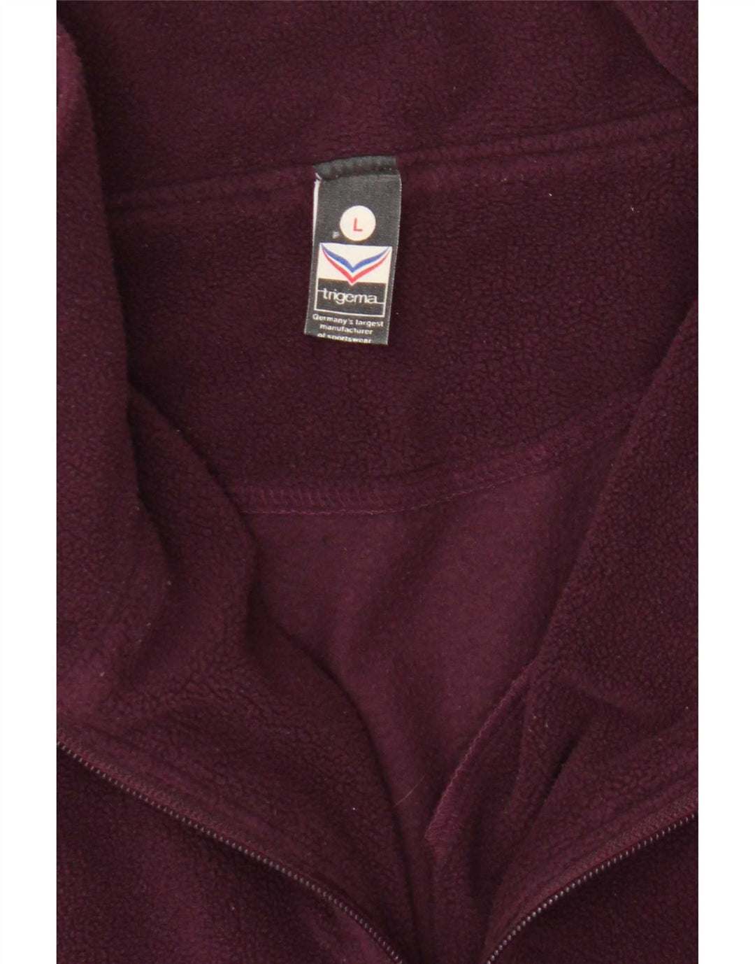 Trigema - Jersey de forro polar con cuello y cremallera para hombre, tamaño grande, poliéster burdeos