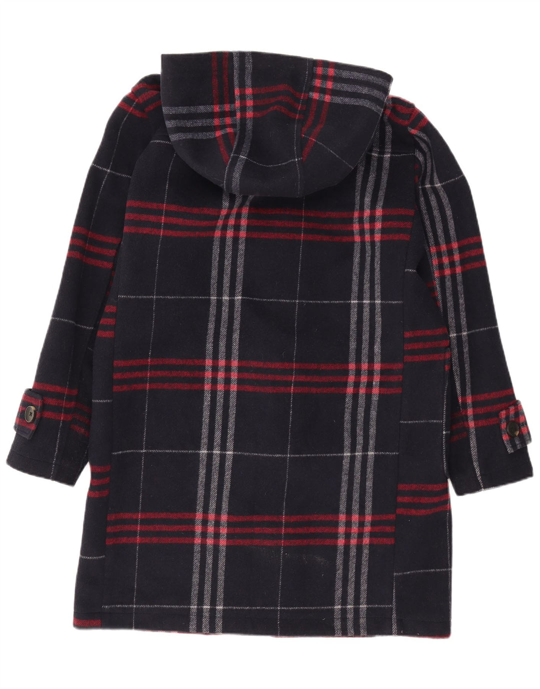 Zara Hombre Trenca con capucha UK 36 Small Azul marino Cuadros Poliéster