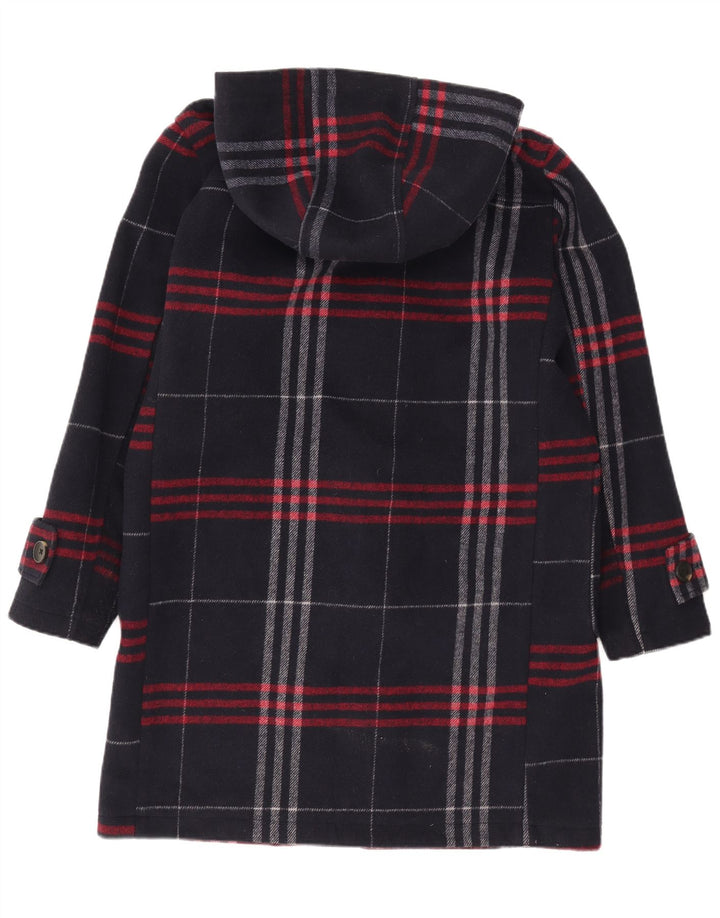 Zara Hombre Trenca con capucha UK 36 Small Azul marino Cuadros Poliéster