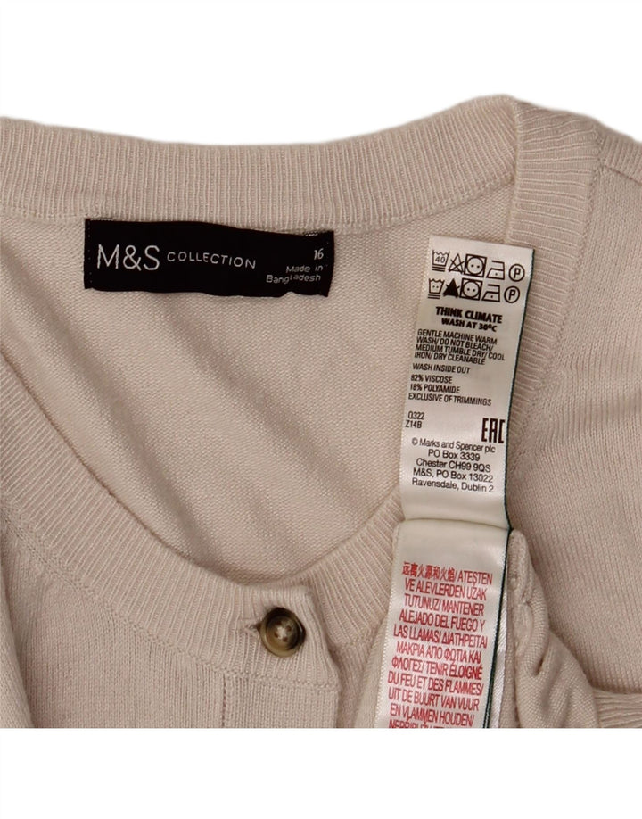 Marks & Spencer Suéter tipo cárdigan para mujer UK 46 Large Viscosa beige