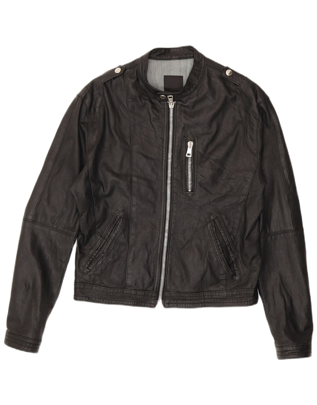 Chaqueta de cuero militar imperial para mujer IT 48 XL Negro
