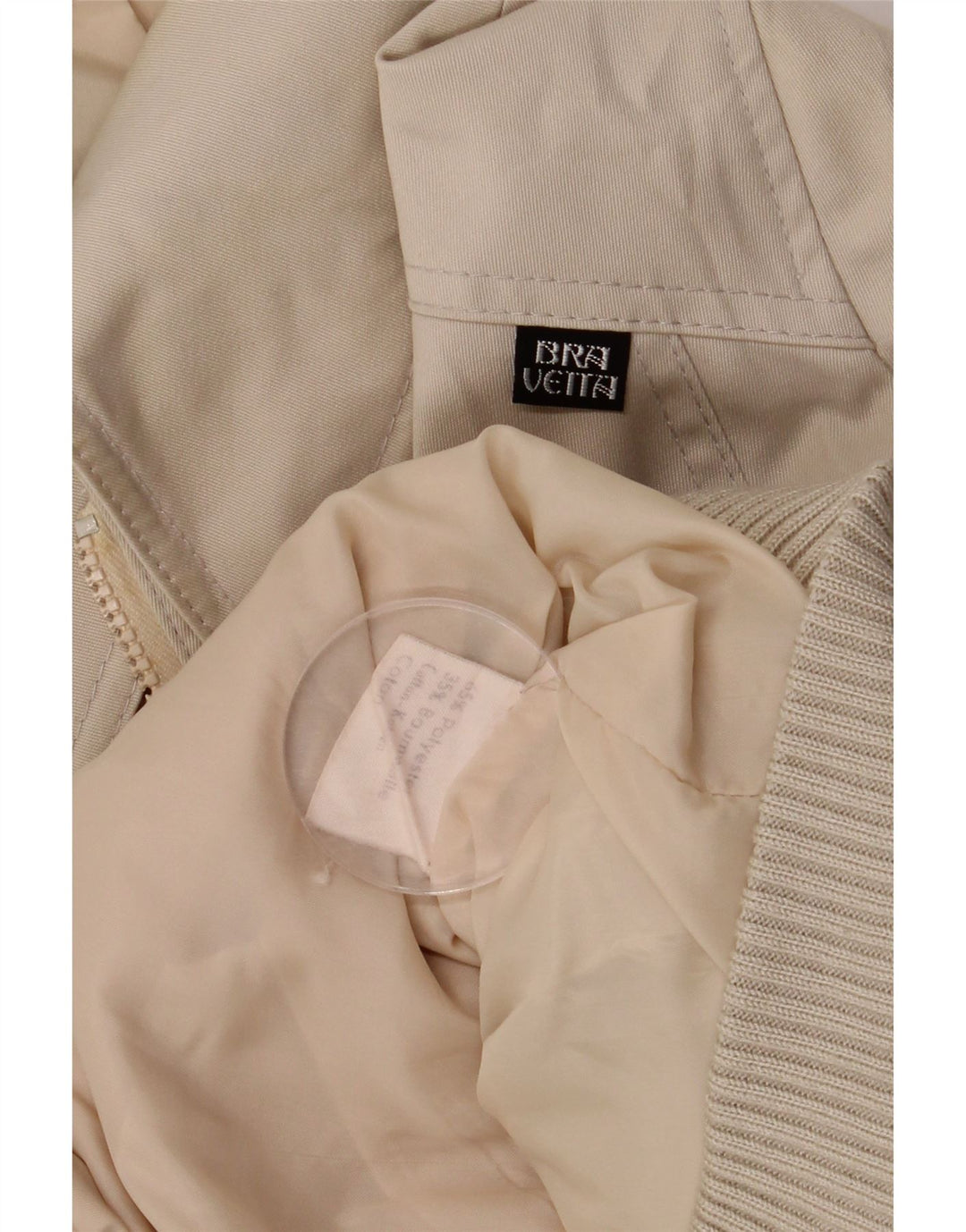 Vintage mujer bomber chaqueta Reino Unido 18 XL poliéster beige