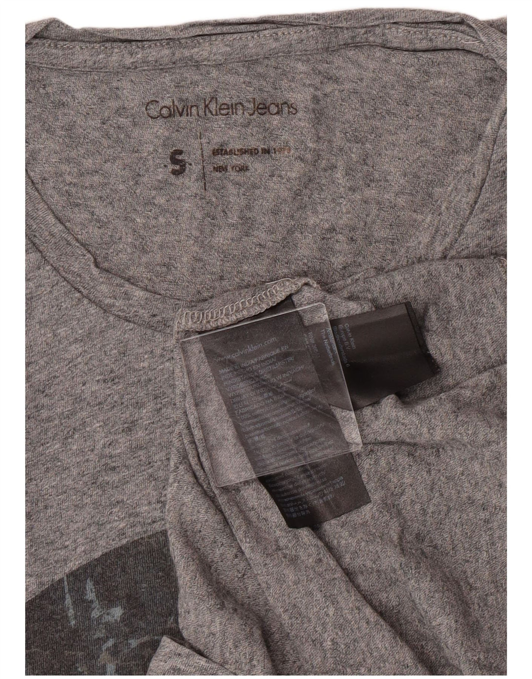 Calvin Klein Jeans - Camiseta gráfica para hombre, talla pequeña, algodón gris