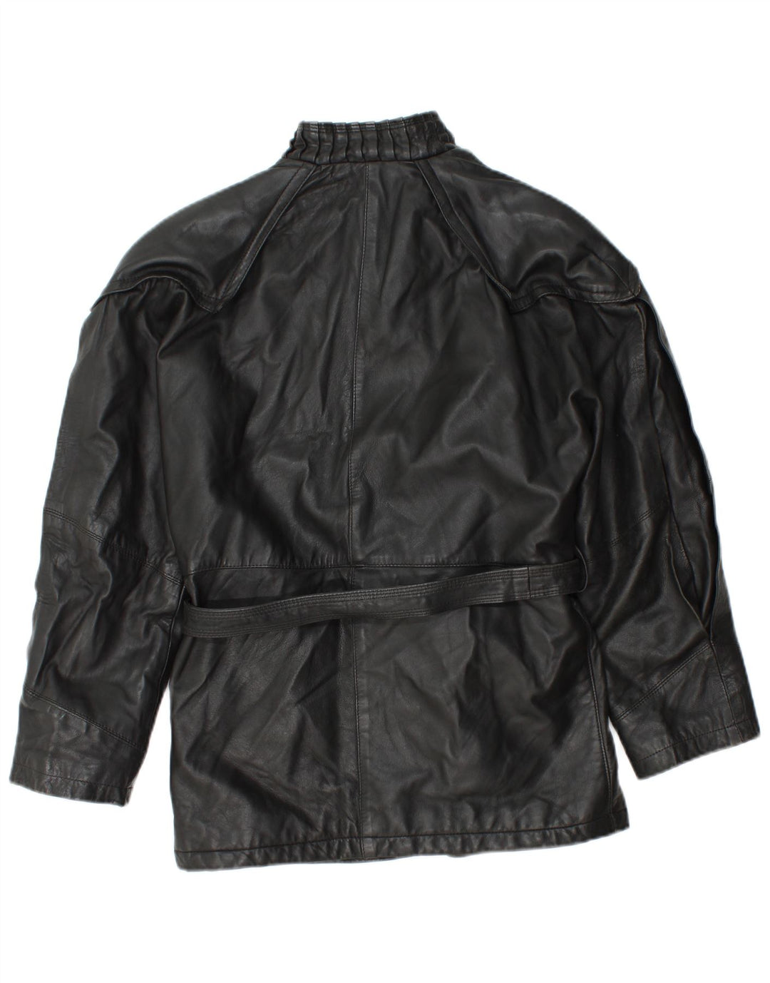 Vintage mujer chaqueta de cuero Reino Unido 12 Medio Negro