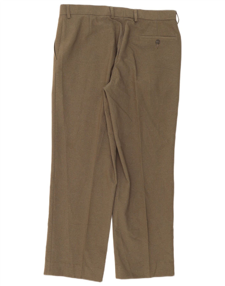 Marks & Spencer Pantalón de traje recto para hombre W34 L31 Poliéster caqui