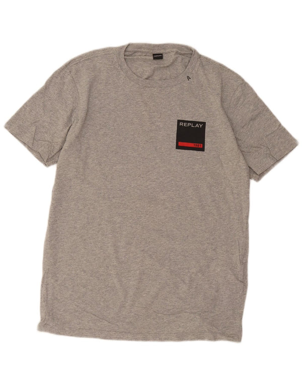 Replay Camiseta para hombre Top grande de algodón moteado gris