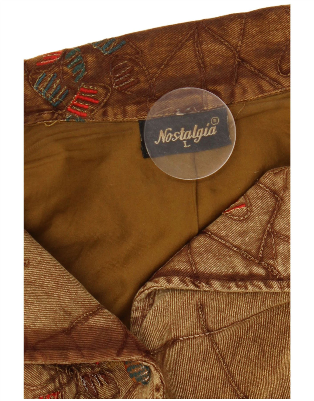 Vintage mujer bombardero chaqueta Reino Unido 16 algodón floral marrón grande