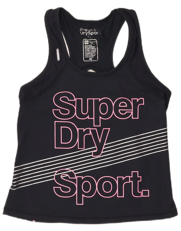SUPERDRY Womens Graphic Vest Top UK 18 XL Black Nylon
