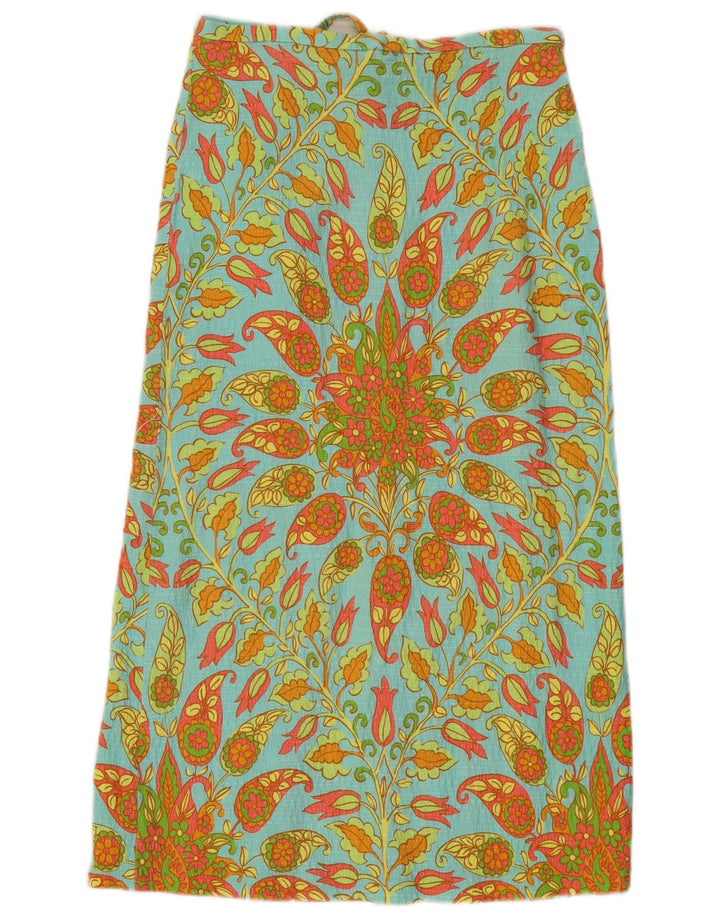 Zara Mujer Falda Midi Mediana W28 Azul Paisley