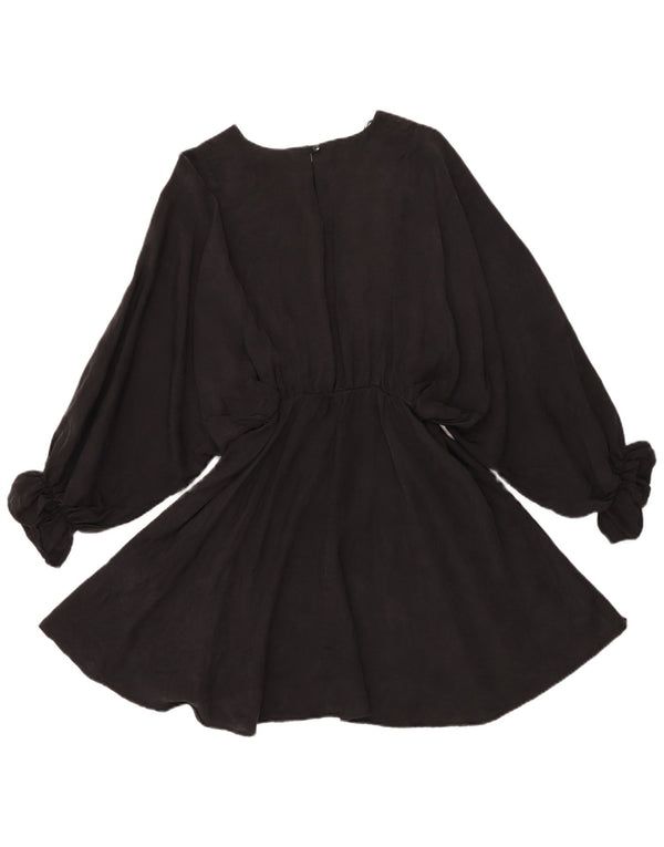Zara Vestido con vuelo de manga larga para mujer UK 10 Small Grey Lyocell