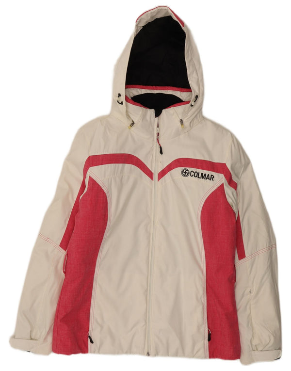 Colmar Chaqueta de esquí acolchada con capucha de gran tamaño para mujer IT 42 Small White