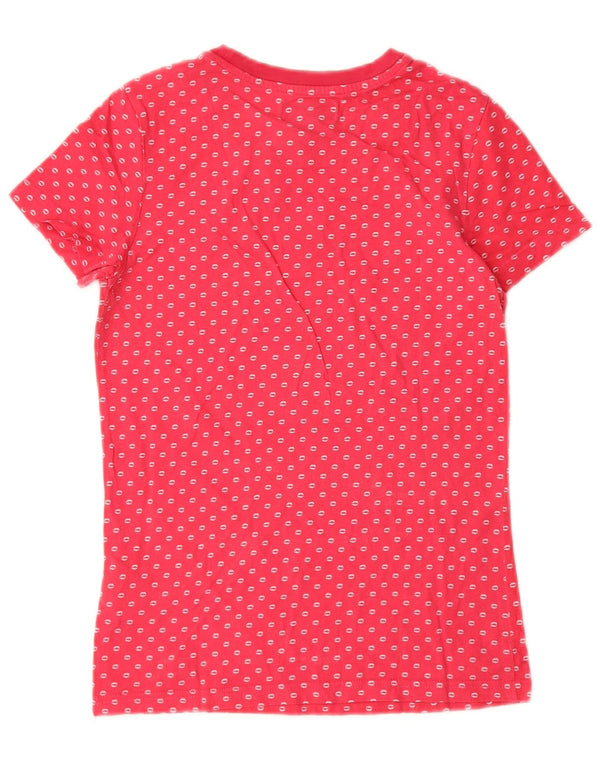 Adidas Camiseta gráfica para mujer Top UK 10 Small Pink Spotted Cotton