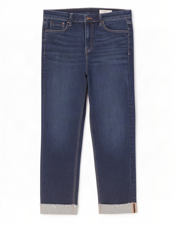 Marks & Spencer - Vaqueros recortados para mujer, talla 40, talla grande, W32, L26, color azul