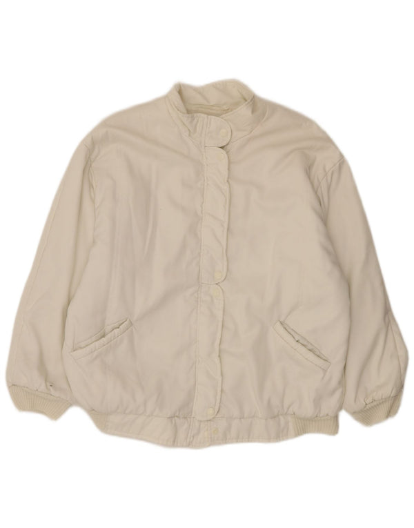 Vintage mujer chaqueta bomber de gran tamaño Reino Unido 18 XL blanco