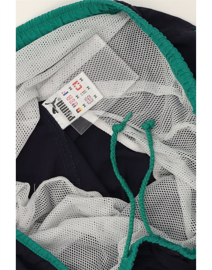 PUMA Mens Swimming Shorts Medium Navy Blue Colourblock Polyamide Vintage Puma and Second-Hand Puma from Messina Hembry 