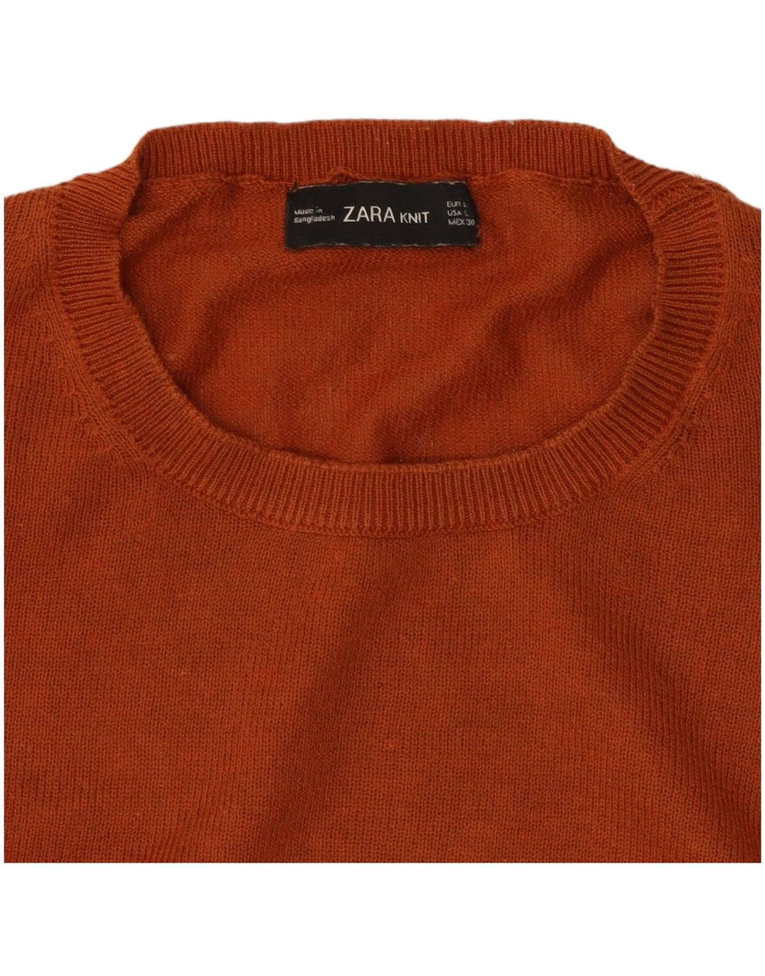 ZARA Jersey de cuello redondo para mujer, talla 40, talla grande, color naranja