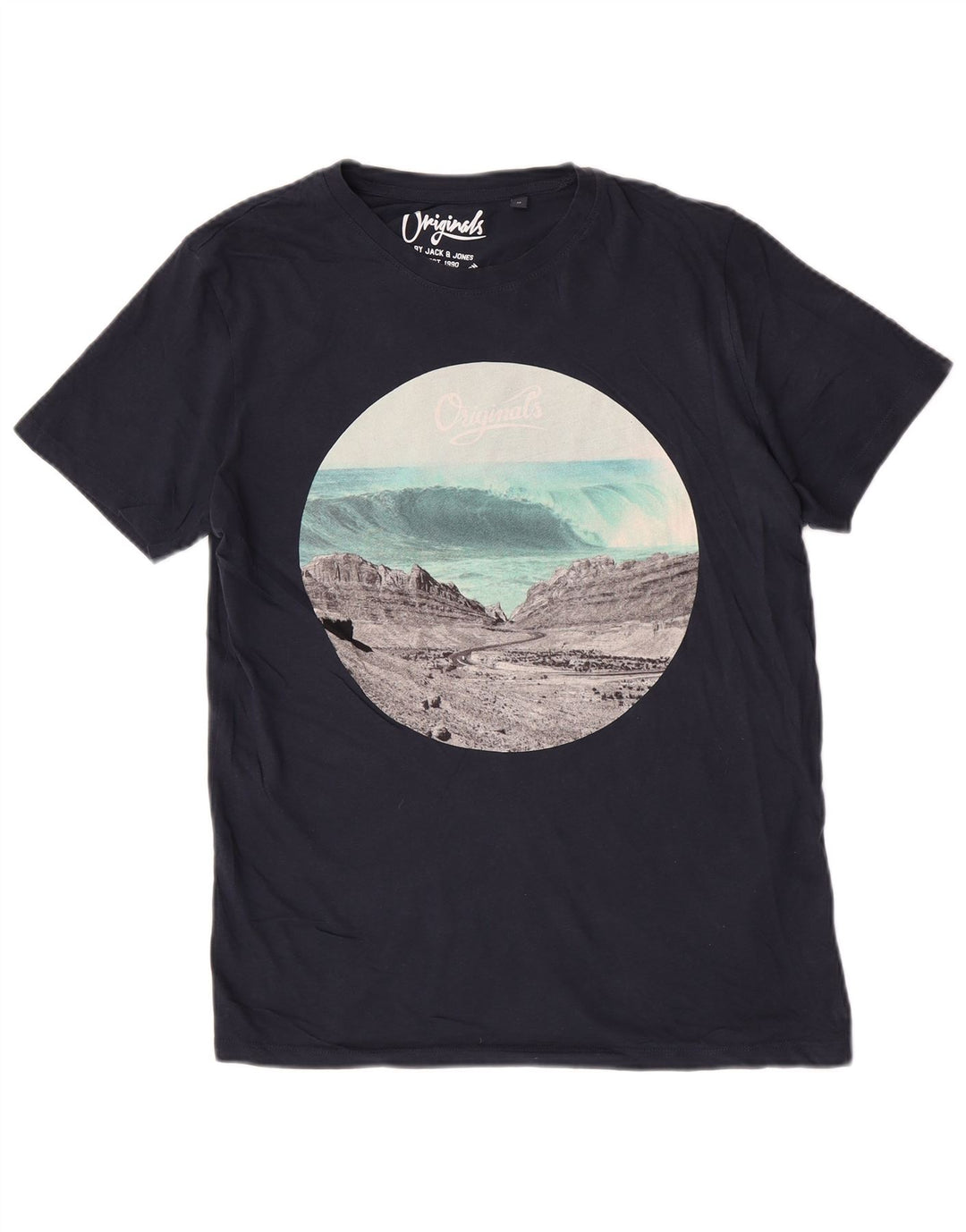 Jack & Jones Hombre Regular Graphic Camiseta Top Medium Navy Blue Nature