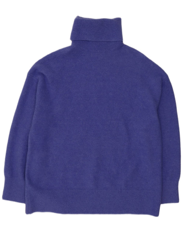 Zara Mujer Jersey De Cuello Alto De Gran Tamaño UK 44 Acrílico Azul Medio
