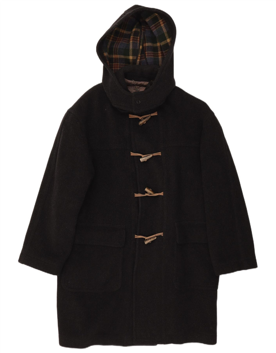 Vintage hombres con capucha Duffle Coat IT 52 XL Negro