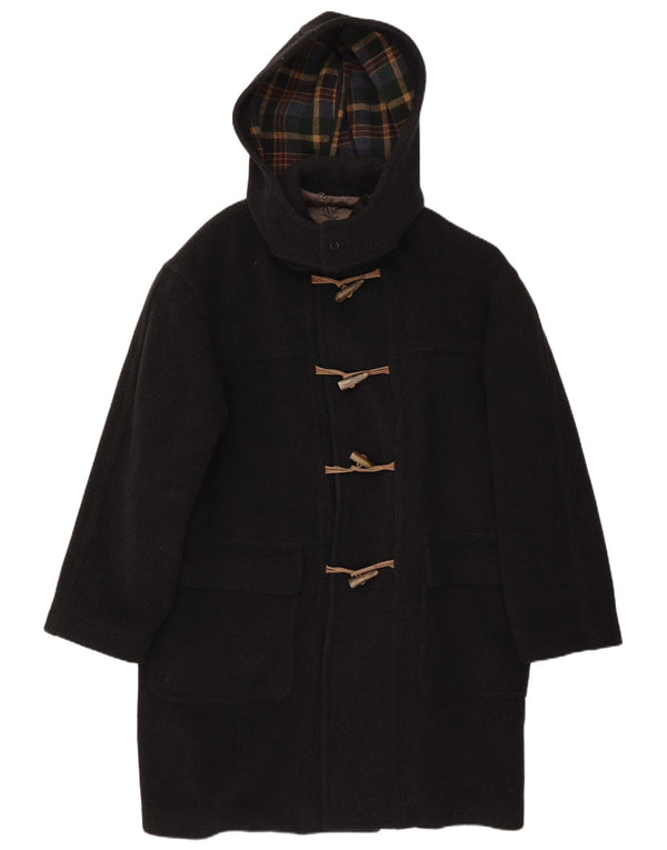 Vintage hombres con capucha Duffle Coat IT 52 XL Negro