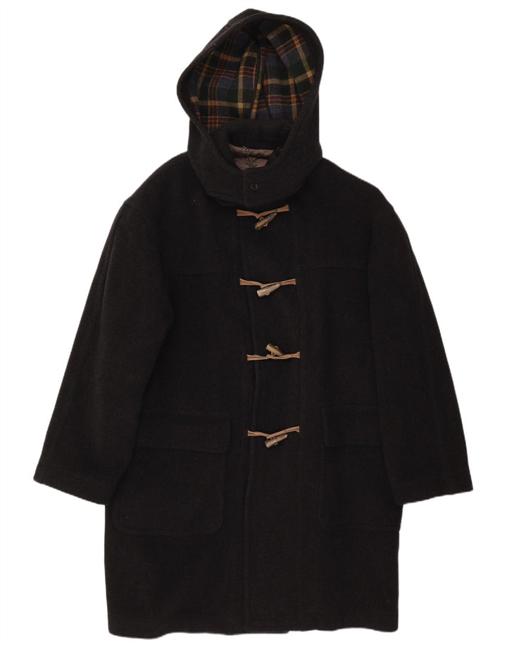 Vintage hombres con capucha Duffle Coat IT 52 XL Negro