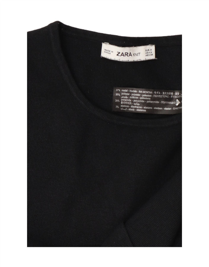 Zara Suéter tipo jersey para mujer UK 44 Medio Negro Colorblock Modal