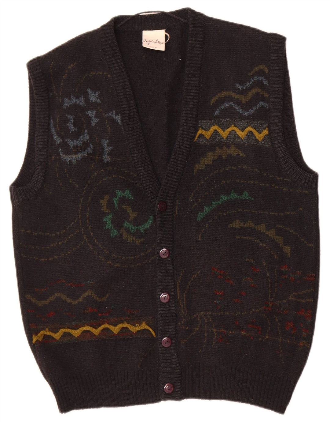 Angelo Litrico Cárdigan para Hombre IT 48/50 Medium Negro Geométrico