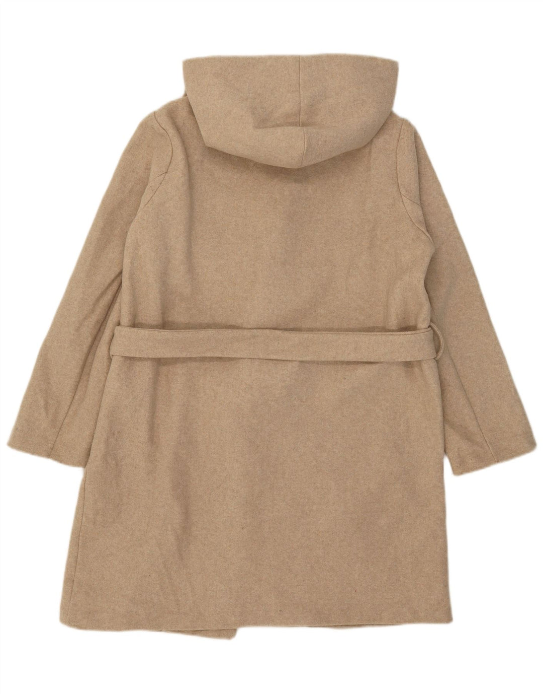Zara Mujer Abrigo Con Capucha UK 44 Poliéster Beige Medio