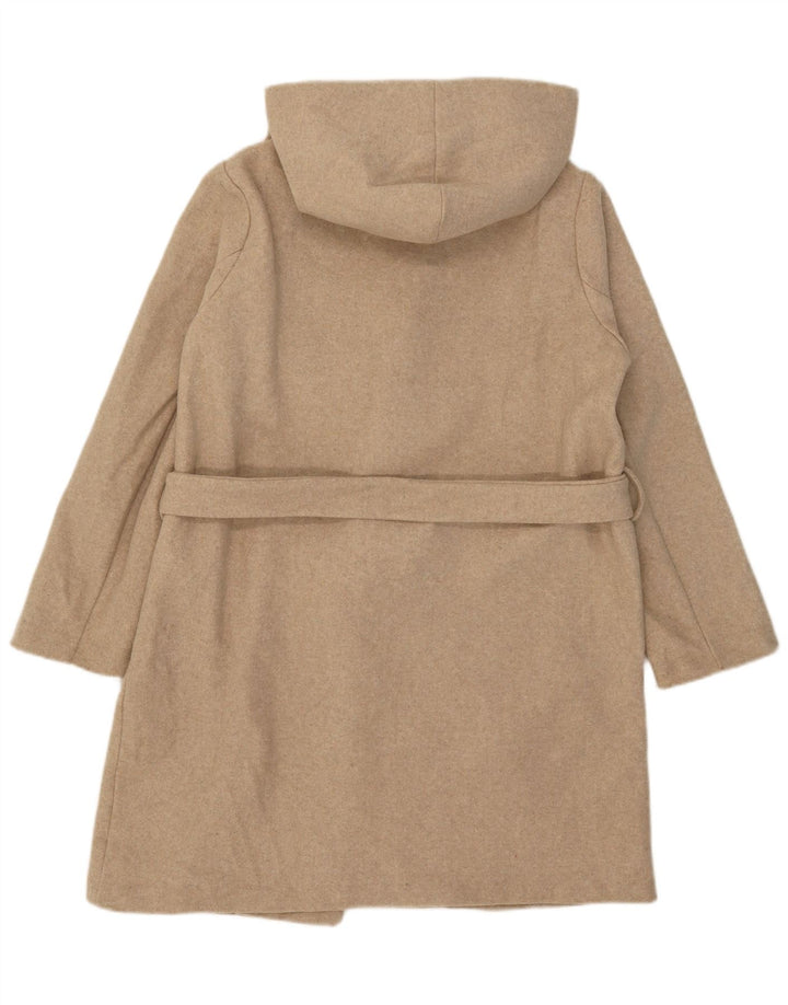 Zara Mujer Abrigo Con Capucha UK 44 Poliéster Beige Medio