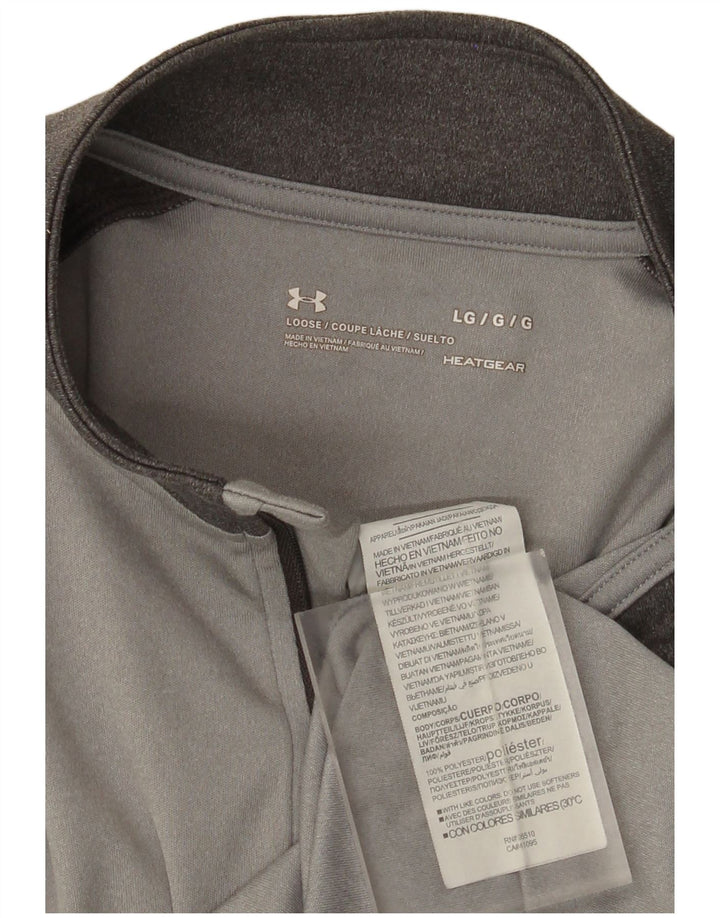Under Armour Hombre Heat Gear Zip Neck Jersey Chándal Top Grande Gris