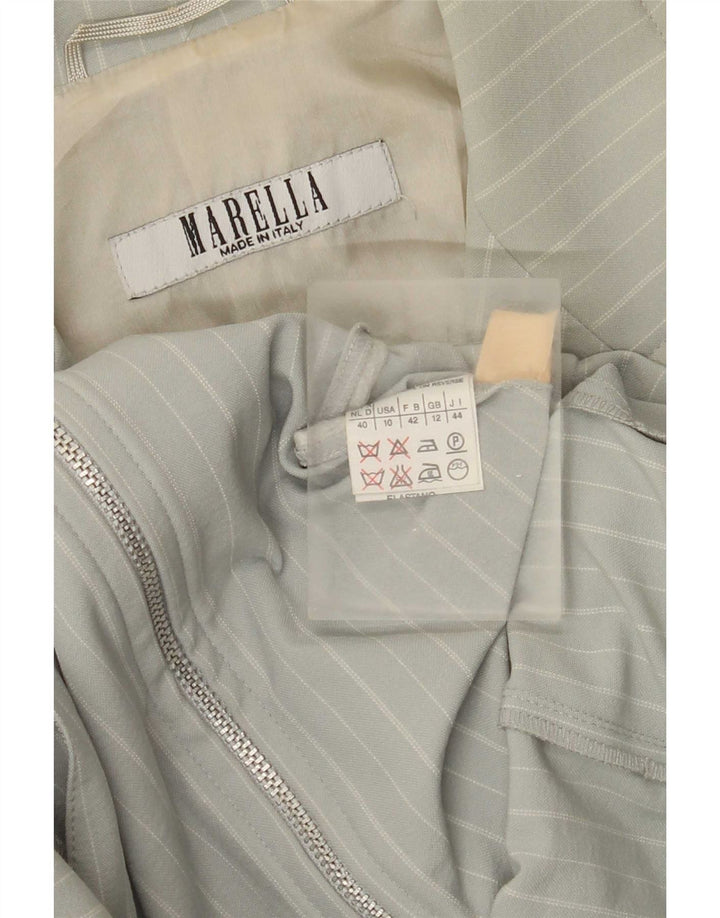 Marella Chaqueta Blazer para Mujer UK 42 Poliamida a Rayas Verde Medio