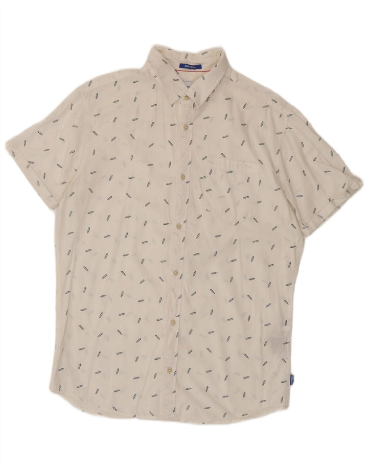 Jack & Jones Hombre Camisa De Manga Corta Large White Spotted Cotton