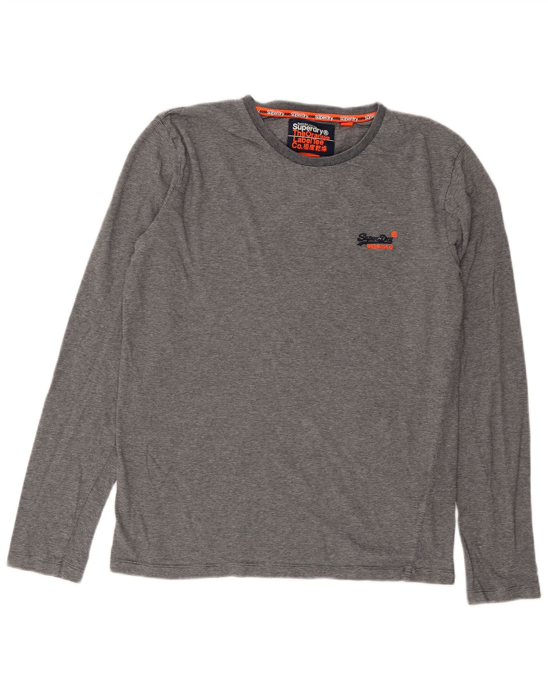 Camiseta Superdry para hombre de manga larga de algodón a rayas en gris medio