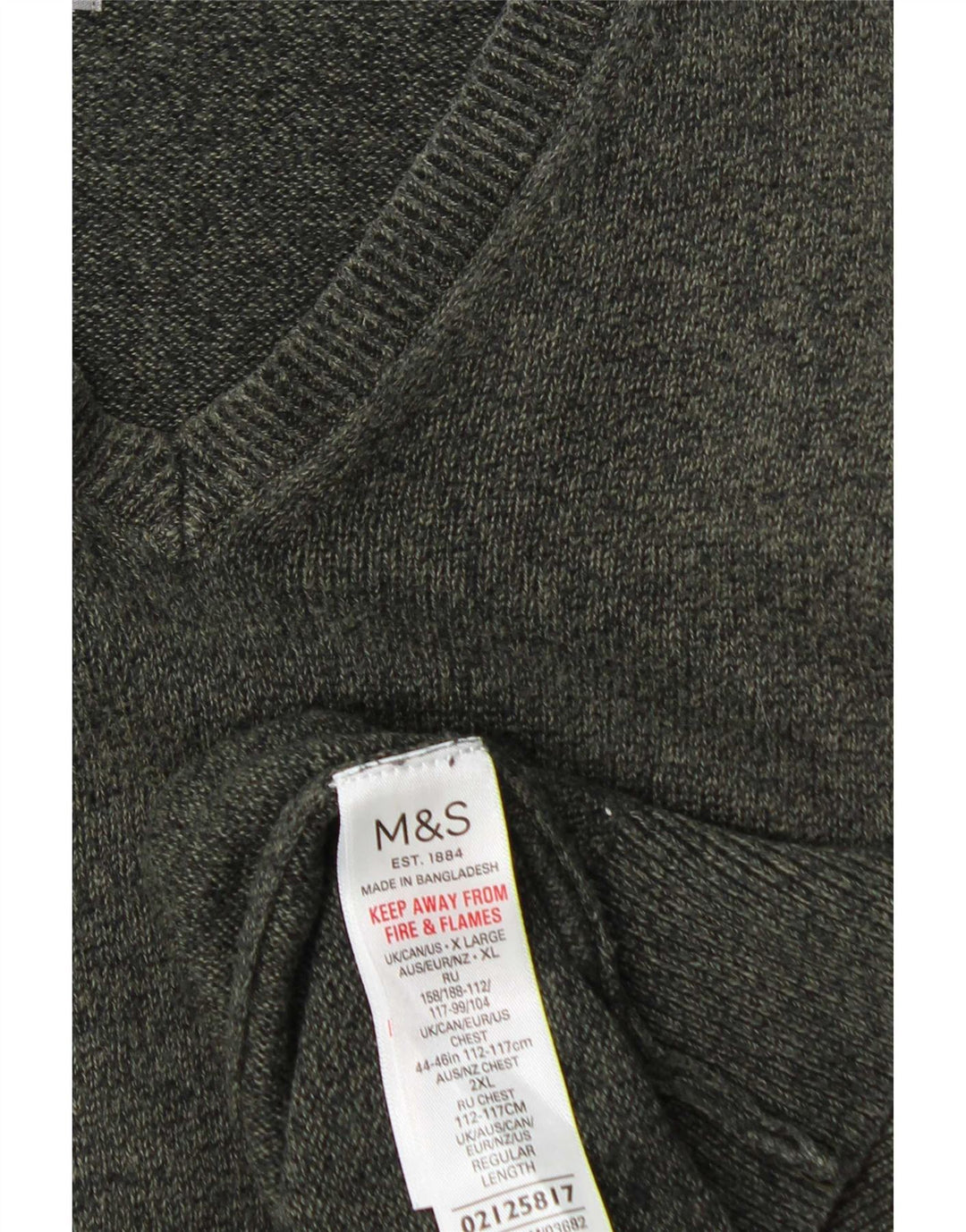 Marks & Spencer Jersey con Cuello en V para Hombre XL Algodón Verde