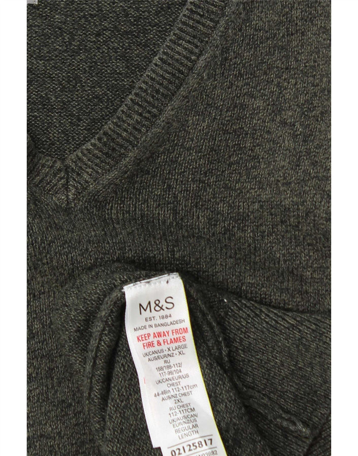 Marks & Spencer Jersey con Cuello en V para Hombre XL Algodón Verde