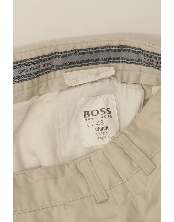 HUGO BOSS Pantalón de traje recto Chuck para hombre IT 48 Medium W30 L31 Beige