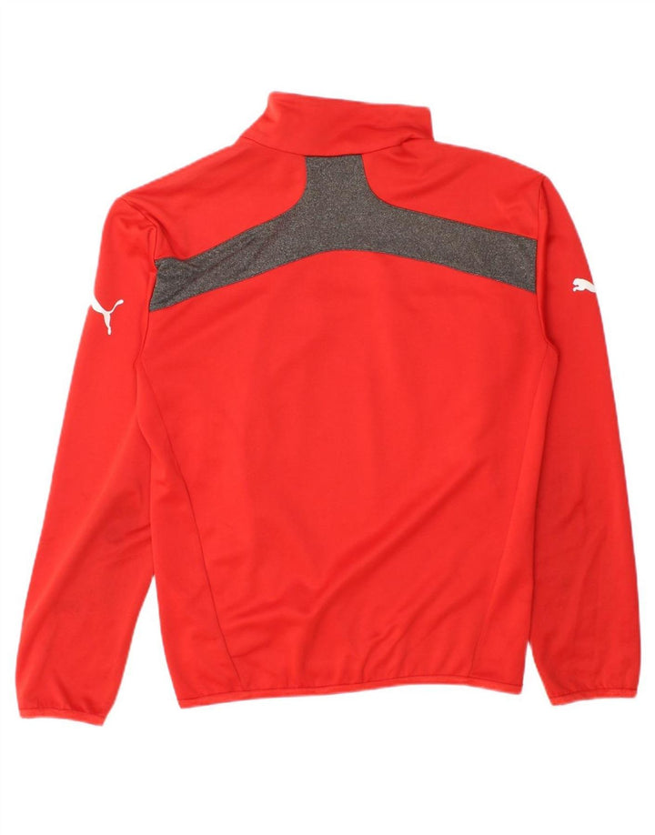 PUMA Mens Zip Neck Pullover Tracksuit Top Small Red Colourblock Polyester