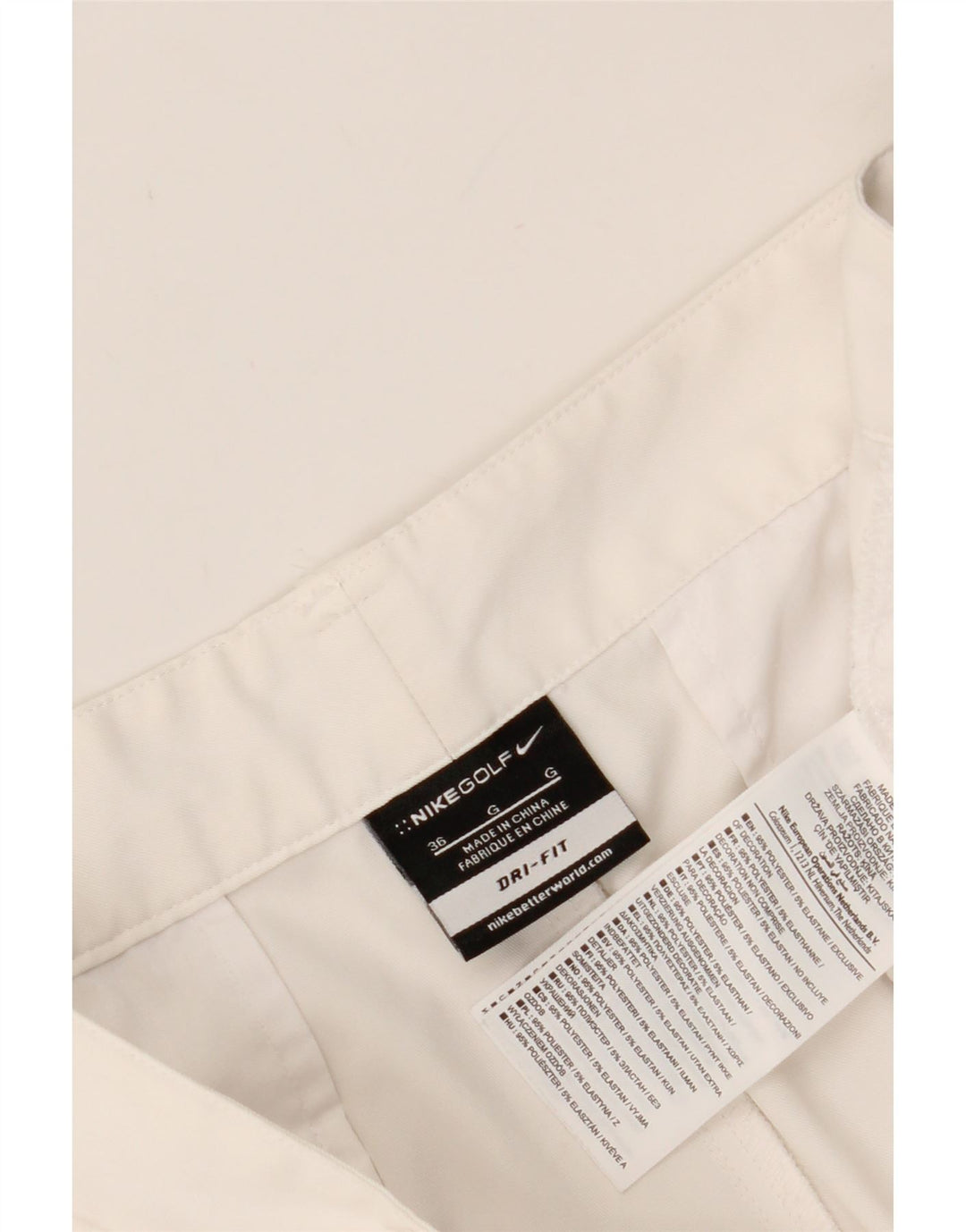 NIKE Mens Dri Fit Chino Shorts W36 Large  White Polyester Vintage Nike and Second-Hand Nike from Messina Hembry 