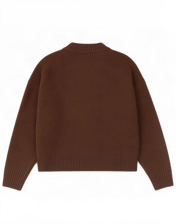 Zara Jersey de gran tamaño con cuello barco para mujer, talla 10, color marrón