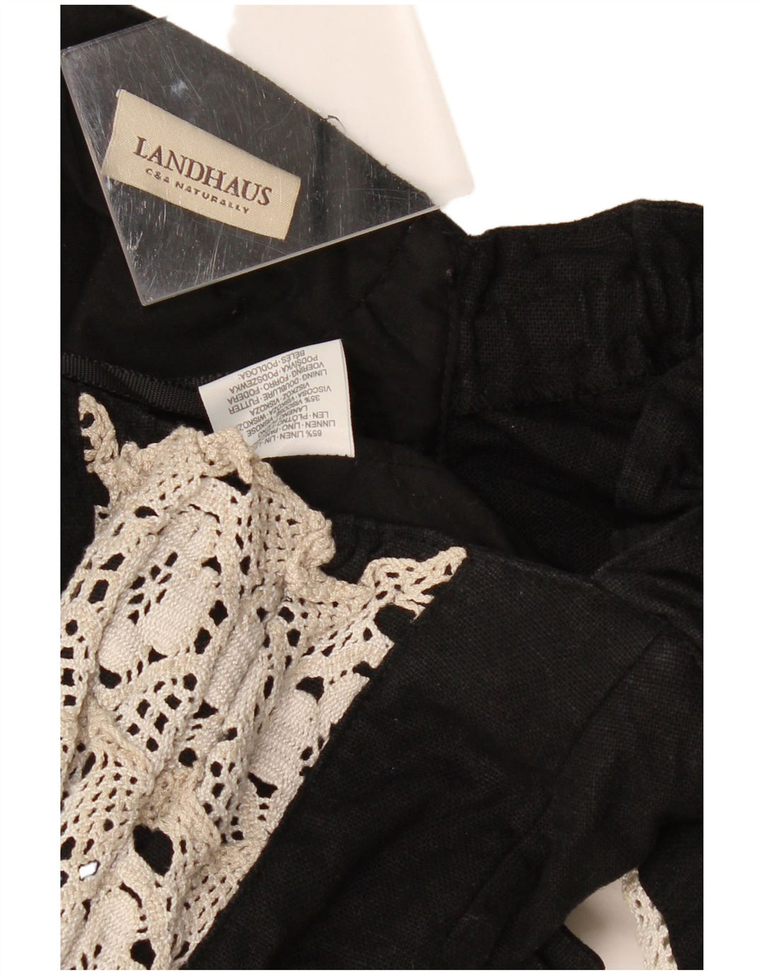 LANDHAUS Top Trachten Crop Corset para Mujer UK 8 Pequeño Lino Floral Negro