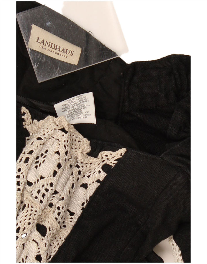 LANDHAUS Top Trachten Crop Corset para Mujer UK 8 Pequeño Lino Floral Negro