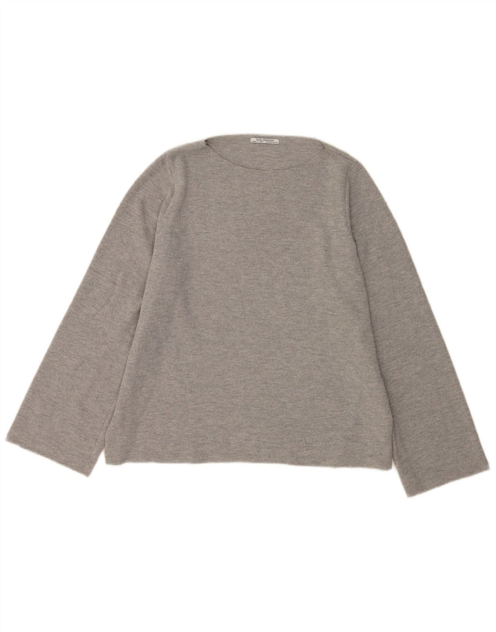 Zara Mujer Trafaluc Top Extragrande Manga Larga UK 10 Small Gris Poliéster